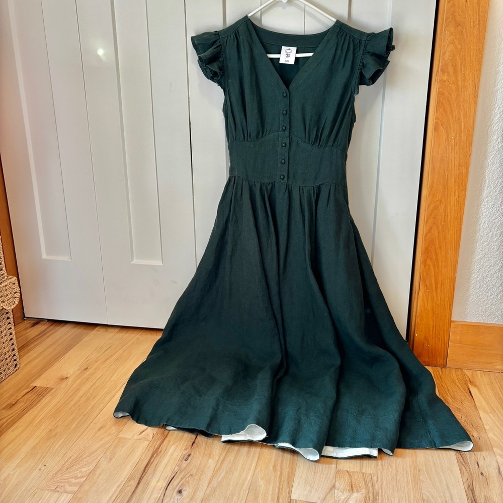 NWT Son de Flor Size XXS Diane Dress with Ruffle Sleeve and V-neckline